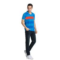 Polo T-Shirt Mens Casual 100% Cotton striped Short Sleeve in china