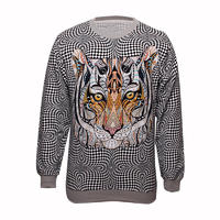 Fashion All-polyester fabric Leopards pinting Sweatshirt