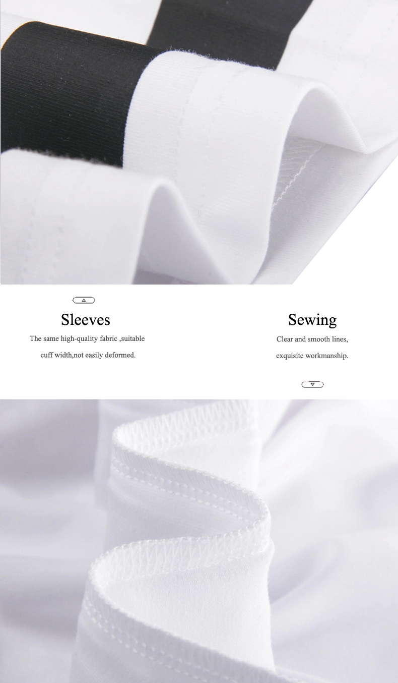 Brand Quality Manufacture Custom Design Logo Printing Striped Sleeve Tshirt Spandex Cotton White T Shirt For Men Stylish